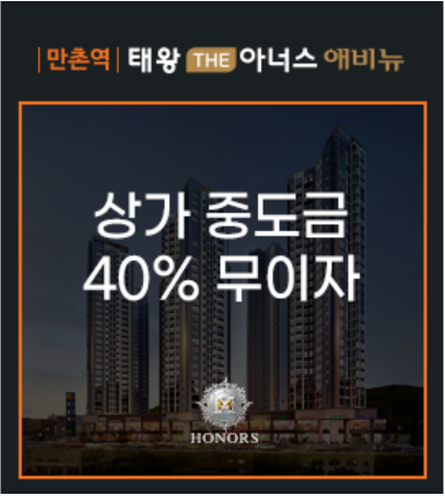 만촌역 태왕 THE아너스 애비뉴 상가 중도금 40% 무이자 혜택